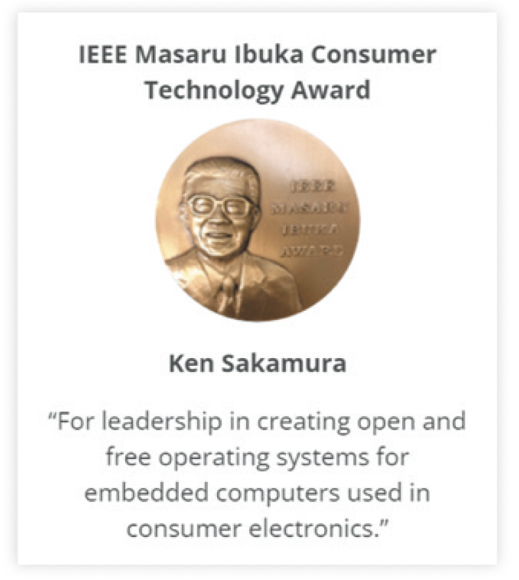 2023年1月6日に坂村会長がIEEE Masaru Ibuka Consumer Electronics Awardの授賞式にビデオ参加